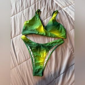 SHEIN Green and Yellow Bikini Set